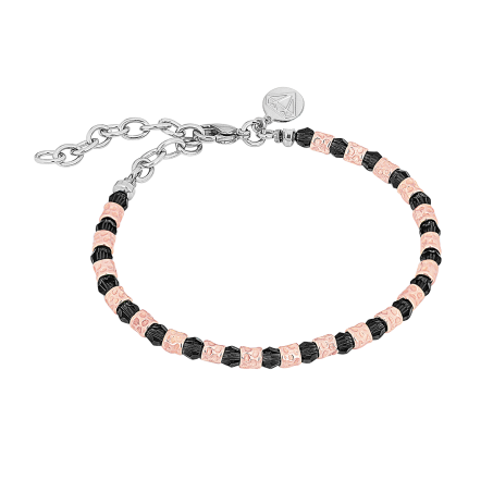 Náramek s polotovarem z růžové oceli a 4 mm černým kulatým Swarovski