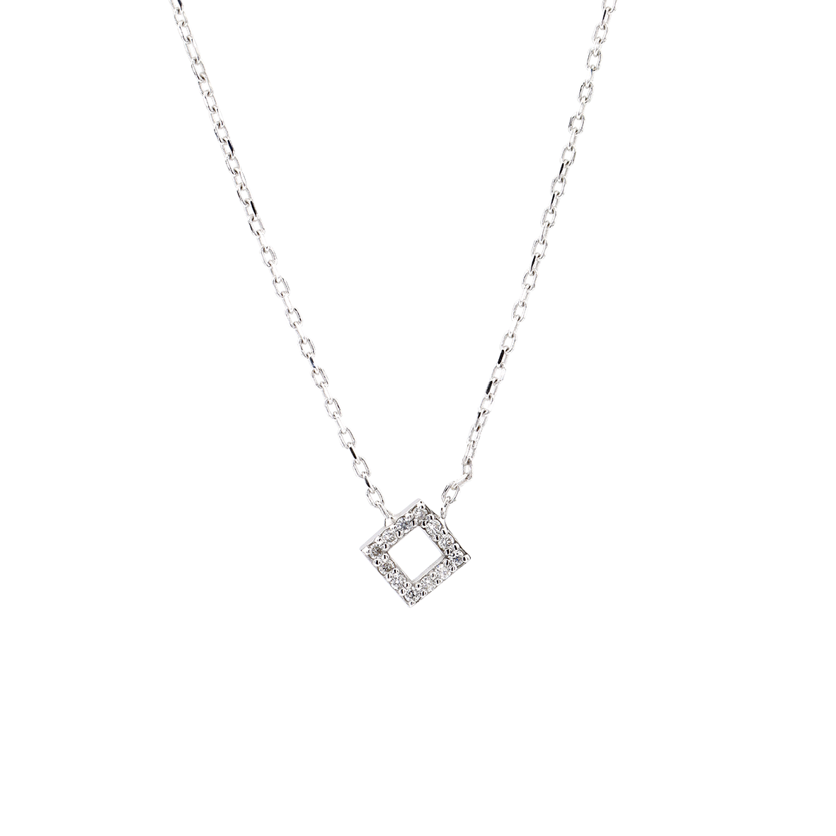 Elegantní náhrdelník hranatého tvaru zdobený jemnými brilianty